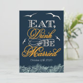 Invitations de mariage marine bleu et orange (Debout devant)