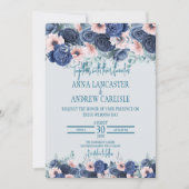Invitations de mariage Marine & Blush Pink (Devant)