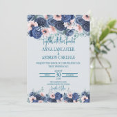 Invitations de mariage Marine & Blush Pink (Debout devant)