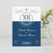Invitations de mariage marine et argent strass (Debout devant)
