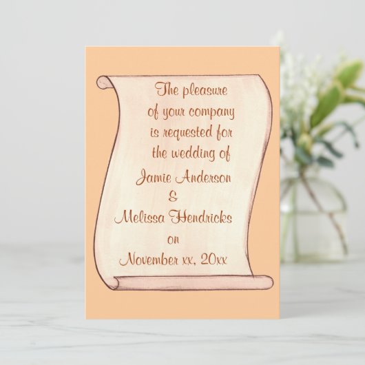 Invitations de mariage marron et beige (Debout devant)