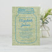 Invitations de mariage Mason Jar en bleu et vert (Debout devant)
