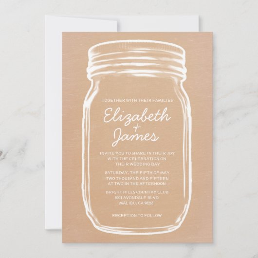 Invitations de mariage Mason Jar Vintage (Devant)