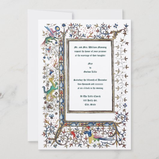 Invitations de mariage médiévales éclairées (Devant)