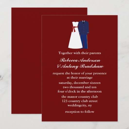 Invitations de mariage militaire (Devant / Derrière)