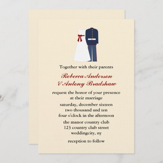 Invitations de mariage militaire (Devant / Derrière)