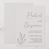Invitations de mariage minimaliste beige botanique (Devant / Derrière)