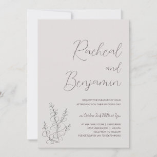 Invitations de mariage minimaliste beige botanique