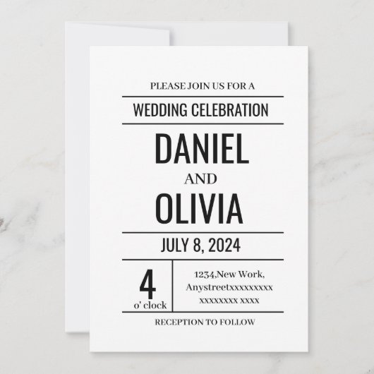 Invitations de mariage minimalistes modernes (Devant)