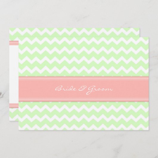 Invitations de mariage Mint Coral Chevron (Devant / Derrière)