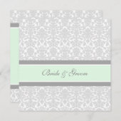 Invitations de mariage Mint Grey Damask (Devant / Derrière)