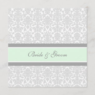 Invitations de mariage Mint Grey Damask