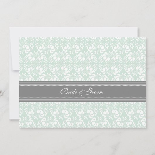 Invitations de mariage Mint Grey Damask (Devant)