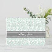 Invitations de mariage Mint Grey Damask (Debout devant)