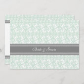 Invitations de mariage Mint Grey Damask (Devant / Derrière)