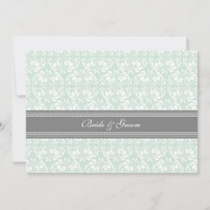 Invitations de mariage Mint Grey Damask