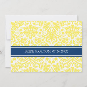 Invitations de mariage Modèle de Damas bleu jaune