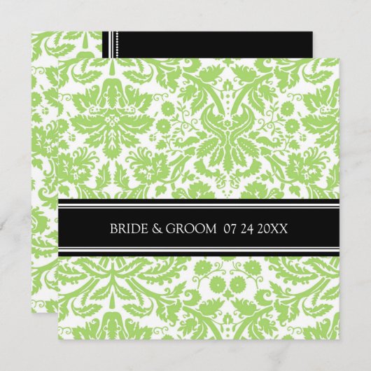 Invitations de mariage Modèle de Damas de chaux no (Devant / Derrière)