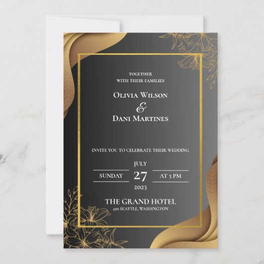 INVITATIONS DE MARIAGE modèle EN LIGNE avec fronti (Devant)