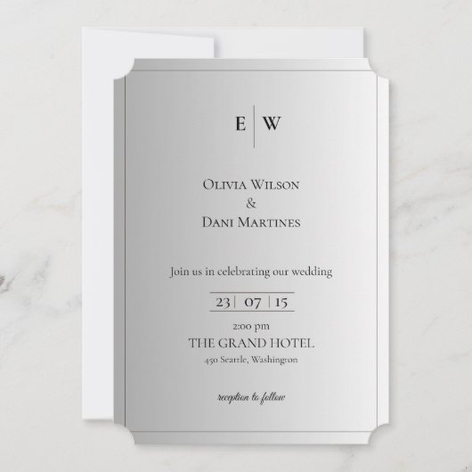 INVITATIONS DE MARIAGE modèle EN LIGNE avec fronti (Devant)