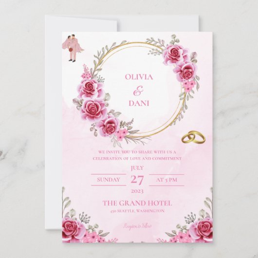 INVITATIONS DE MARIAGE modèle EN LIGNE avec fronti (Devant)