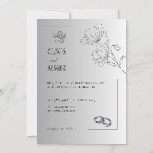 INVITATIONS DE MARIAGE modèle EN LIGNE avec fronti (Devant)