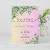 INVITATIONS DE MARIAGE modèle EN LIGNE FEUILLES VE (Debout devant)