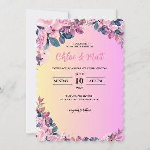 INVITATIONS DE MARIAGE modèle EN LIGNE FLEURS ÉLÉG