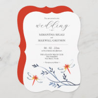 Invitations de mariage Modèle libellules rouges