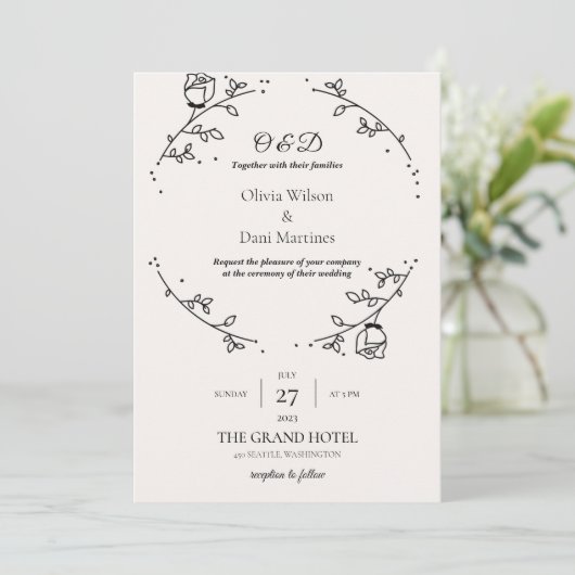 INVITATIONS DE MARIAGE modèle rosaire en ligne (Debout devant)