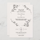 INVITATIONS DE MARIAGE modèle rosaire en ligne (Devant / Derrière)