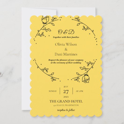INVITATIONS DE MARIAGE modèle rosaire en ligne (Devant)