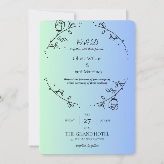 INVITATIONS DE MARIAGE modèle rosaire en ligne (Devant)