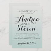 Invitations de mariage moderne Blush Light Aqua (Devant / Derrière)