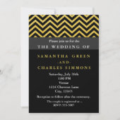 Invitations de mariage moderne Chevron Black & Gol (Devant)