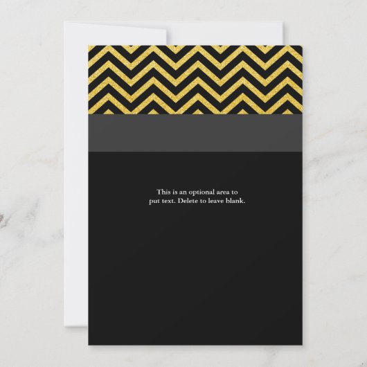 Invitations de mariage moderne Chevron Black & Gol (Dos)