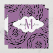 Invitations de mariage moderne Monogramme violet (Devant / Derrière)