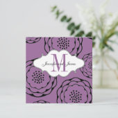 Invitations de mariage moderne Monogramme violet (Debout devant)