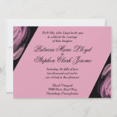 Invitations de mariage moderne noir et rose (Devant)