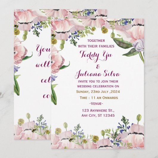 Invitations de mariage modernes (Devant / Derrière)