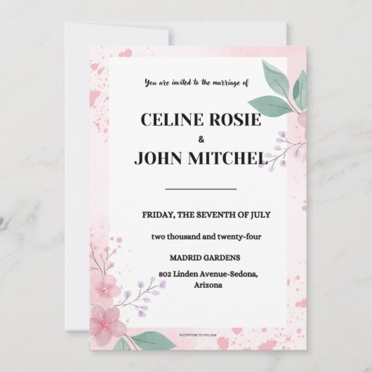 Invitations de mariage modernes, Mariage minimalis (Devant)