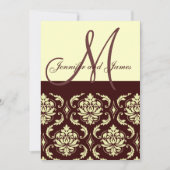 Invitations de mariage Monogramme Brown Damas d'iv (Devant)