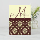 Invitations de mariage Monogramme Brown Damas d'iv (Debout devant)
