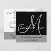 Invitations de mariage Monogramme dire noir blanc (Devant / Derrière)
