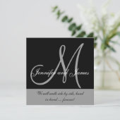 Invitations de mariage Monogramme dire noir blanc (Debout devant)