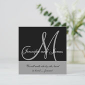 Invitations de mariage Monogramme disant gris noir (Debout devant)