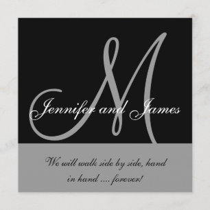 Invitations de mariage Monogramme disant gris noir