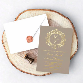 Invitations de mariage Monogramme doré