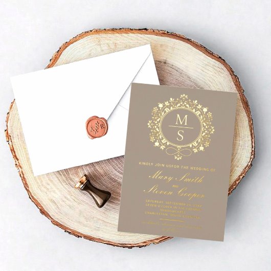 Invitations de mariage Monogramme doré