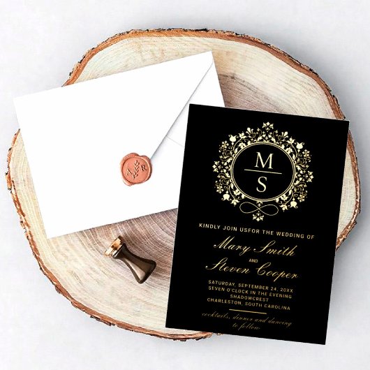 Invitations de mariage Monogramme doré